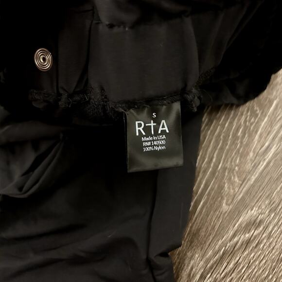 EUC RtA Leon Black Paperbag Waist Zip Ankle Pants S Small Jogger Trousers Silver - Picture 6 of 16